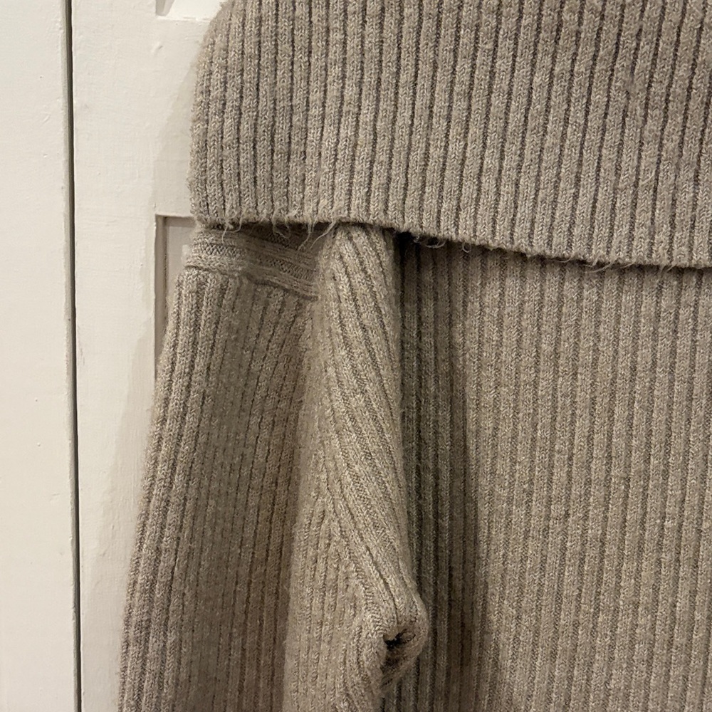 Women's Tan Deep V-Neck Sweater - Picture 12 of 13